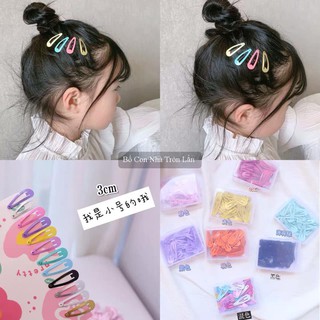 Kẹp tóc bấm trẻ em - Cặp tóc cho bé gái - set hộp 50 chiếc giọt nước mix màu