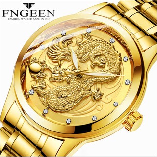 Đồng hồ nam rồng fngeen 3d dây thép không gỉ bản doanh nhân cực chất