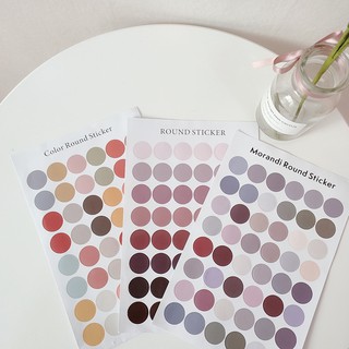 Sticker 48 miếng Dán Sổ Hình Tròn Morandi Palette Màu Trang Tri Decor Aesthetic