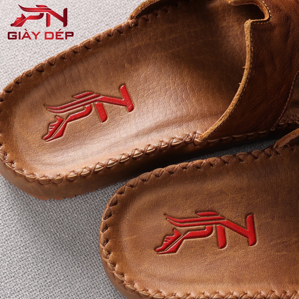 Dép nam  quai ngang - quai chữ H da bò cao cấp