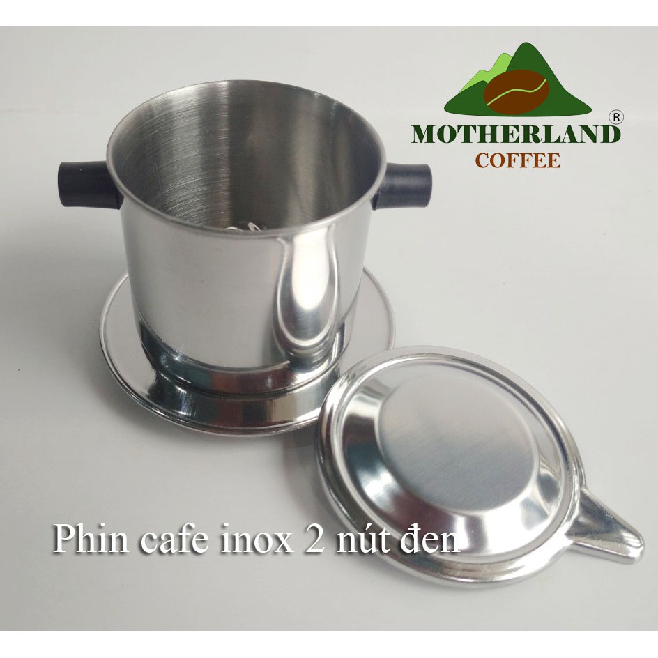 Phin pha cafe inox 2 nút đen