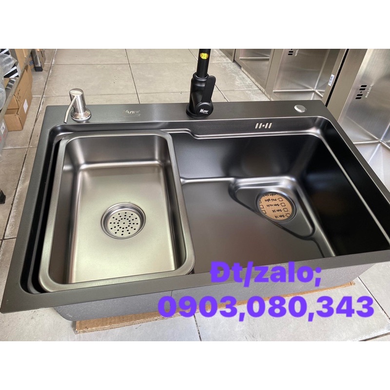 Chậu rửa chén, bát một hộc 680x460mm phủ NANO cao cấp