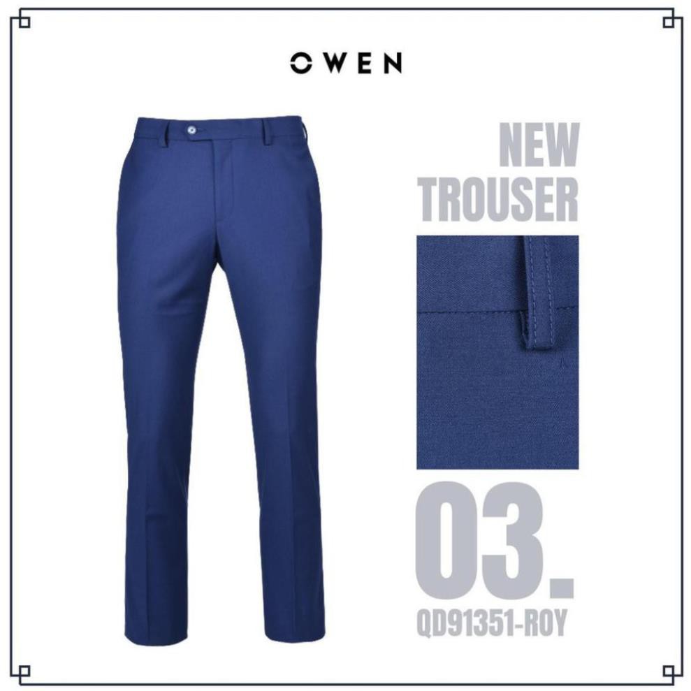 Xa sale ( Xả Tết ) OWEN - Quần âu nam màu xanh navy cạp tăng đơ co dãn 91351 Cực . D08 . ¹ n