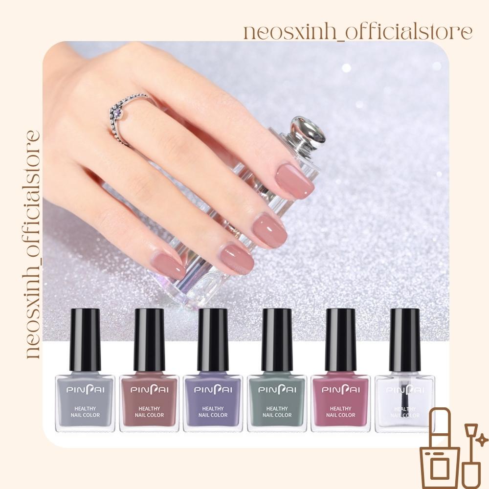 Sơn Móng Tay Pinpai Vuông Màu Nude Đen Trắng Trong Suốt Kim Tuyến Pastel Tím - Neosxinh Nails