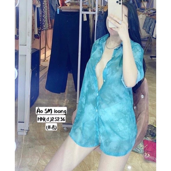 áo sơ mi màu loang siêu xinh chất voan mềm đủ màu ảnh thật