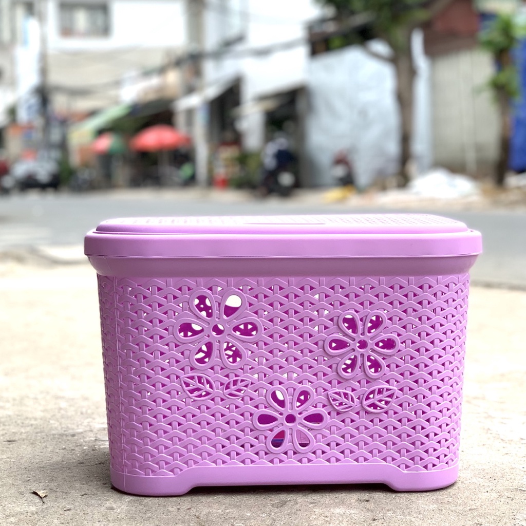 SỌT HOA CÓ NẮP MÀU PETS SIÊU XINH ĐỰNG QUẦN ÁO ĐỒ CHƠI NHỰA VIỆT NHẬT