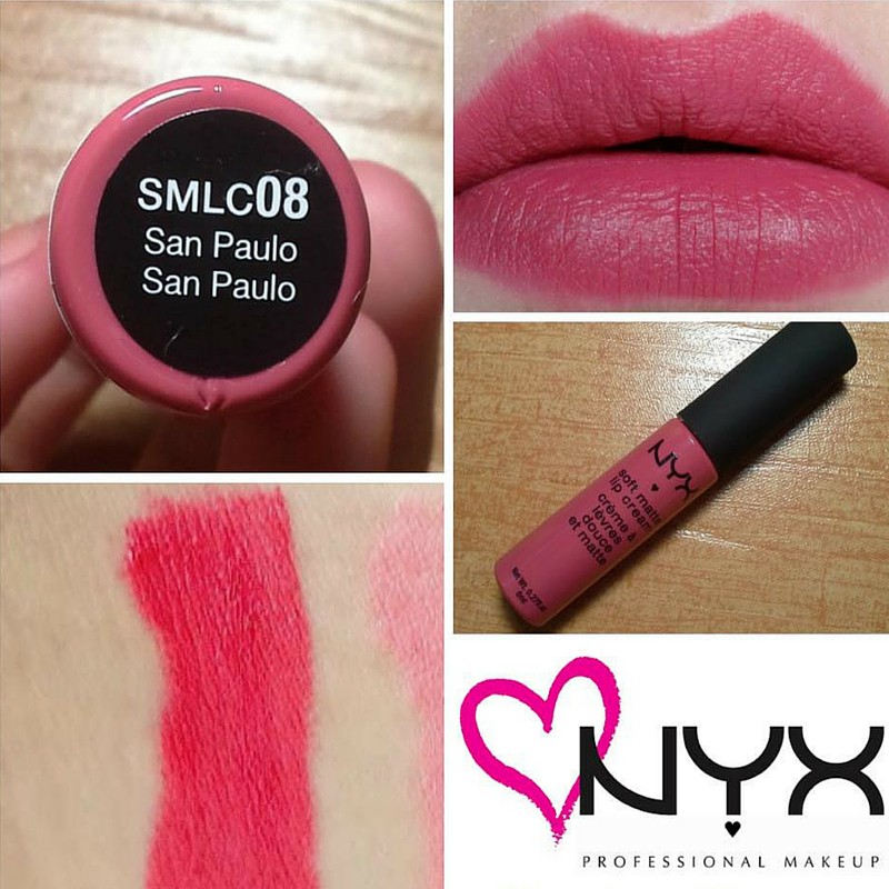 Son kem lì Nyx Professional Makeup Soft Matte Lip Cream 8 mL San Paulo - màu hồng ánh cam nhẹ
