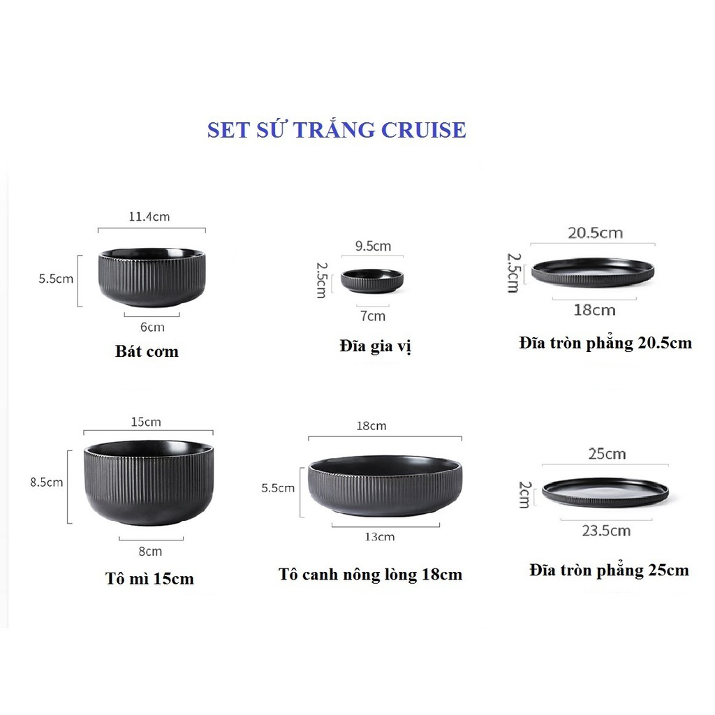 (HOT) Tô canh sứ màu đen sọc men mờ Cruise sang trọng - Bát tô sứ cao cấp phong cách Bắc Âu