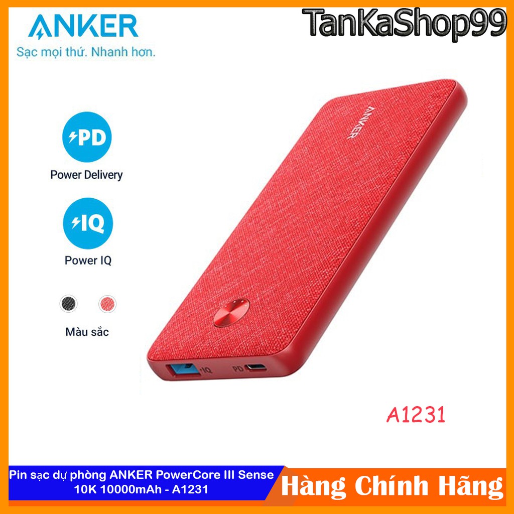 Pin sạc dự phòng ANKER PowerCore III Sense 10K 10000mAh - A1231 bọc vải farbic