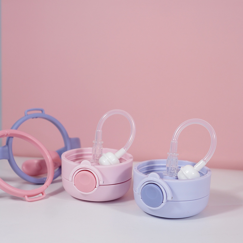 Bình nước cho bé đi học có dây đeo, tay cầm. ống hút 220-330ml cao cấp Gb baby