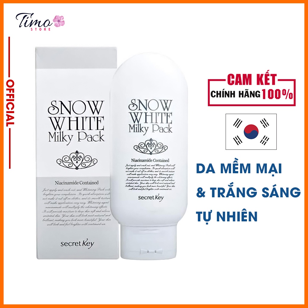 Kem tắm dưỡng da Snow White Milky Pack - kích trắng nâng tone da mặt, body an toàn chính hãng Hàn Quốc - TM029