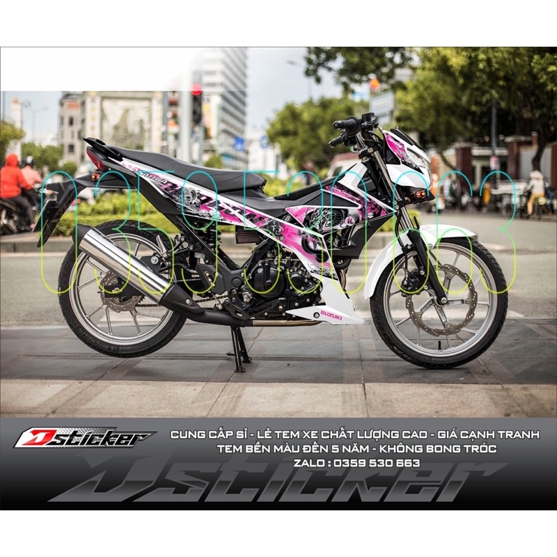 Tem rời Satria xe trắng - Tem Dragon Rồng hồng