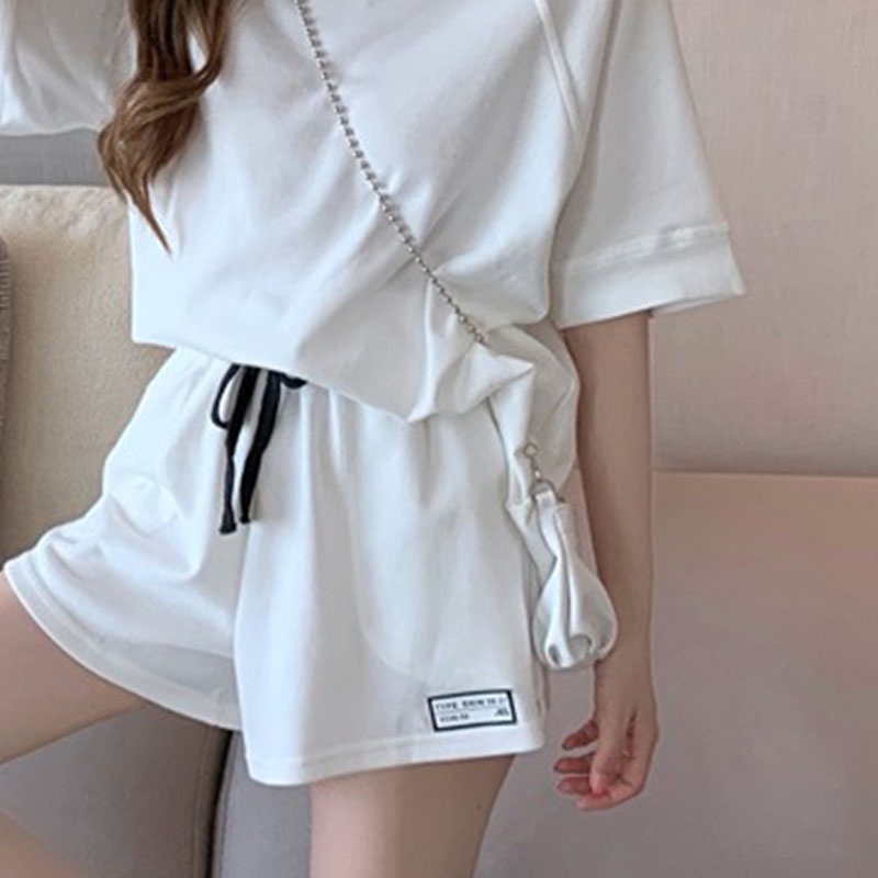 Set Đồ Thể Thao Ngắn Tay Form Rộng Thiết Kế Mới Thời Trang Theo Phong Cách Hàn Quốc Cho Nữ
