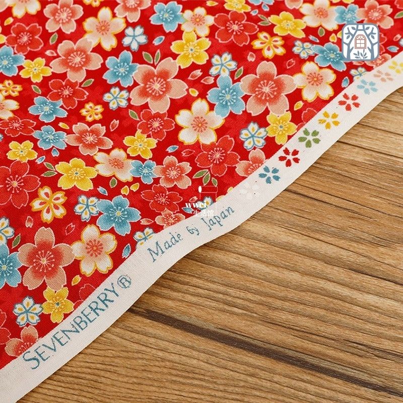 SHF-1 Vải cotton 100% tự nhiên🍒SEVENBERRY🍒khổ vải 110cm, hoa tết rực rỡ - vải đẹp handmade, quilt, may quần áo