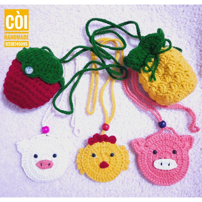 Túi tỏi handmade cho bé. Dùng đựng tỏi cho bé khi ra đường tránh vía, tránh gió.