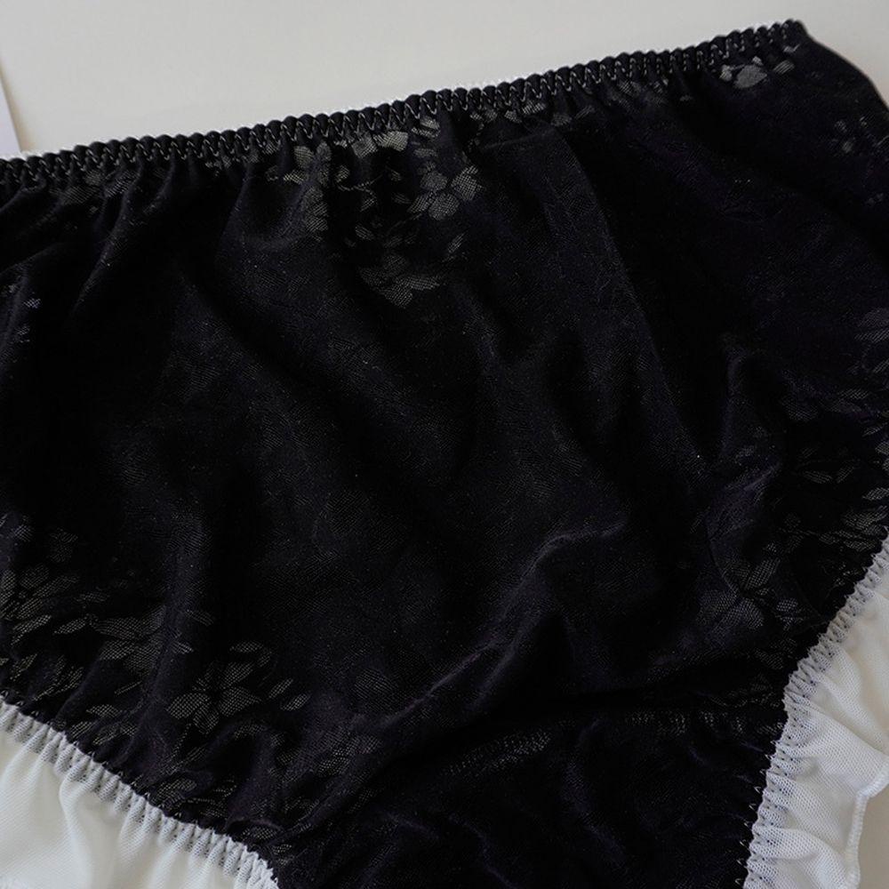 OCEANMAP Quần Lót Lưng Cao Kẻ Sọc Thoáng Khí Phong Cách Lolita Quyến Rũ Cho Nữ