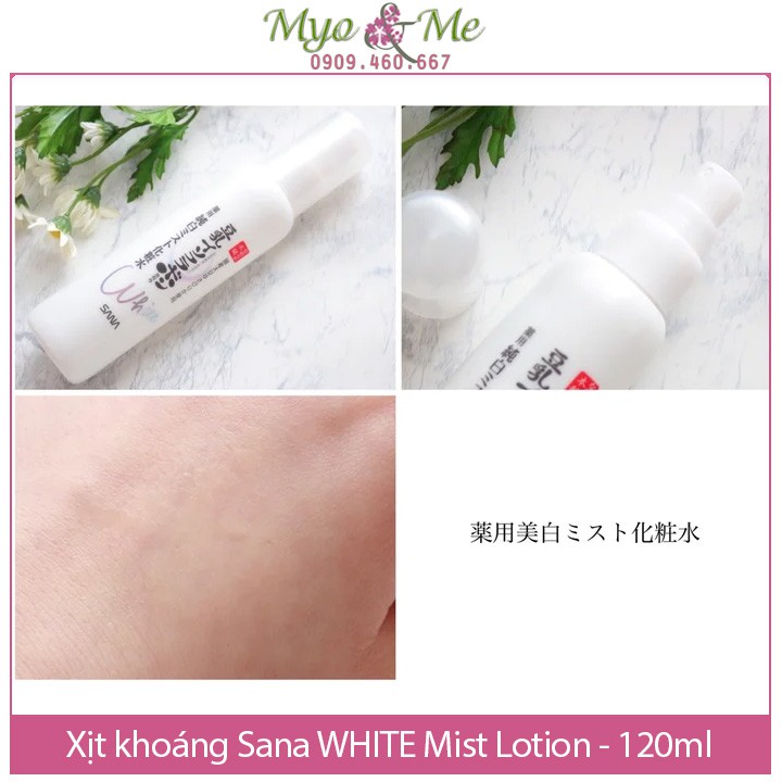 (SP mới) Xịt khoáng Sana WHITE dưỡng trắng da ngừa mụn - 120ml