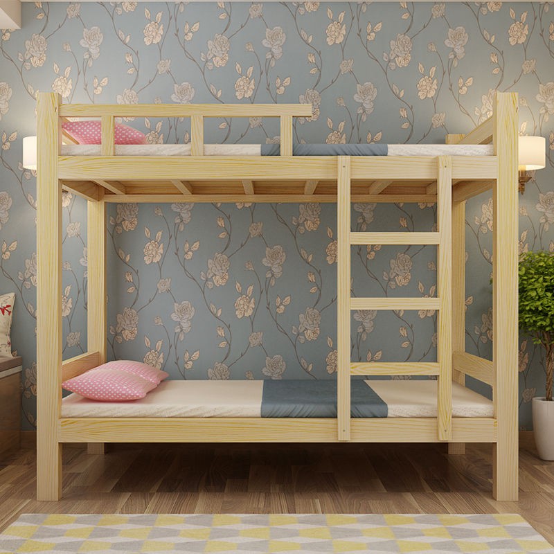 Giường tầng gỗ đặc dành cho người lớn ký túc xá sinh viên nhân cao và thấp ngủ thông trẻ em