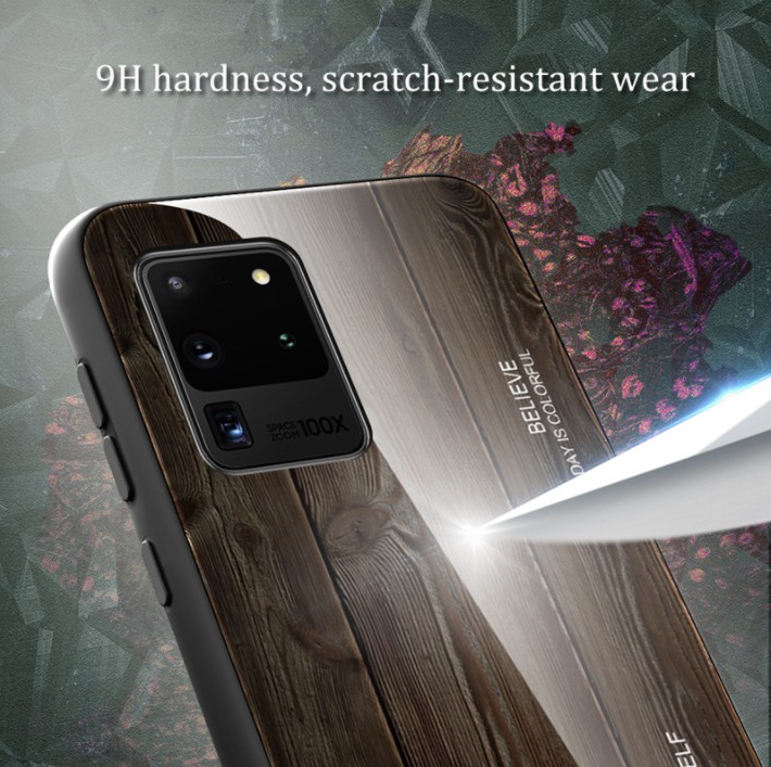 Ốp Lưng Mặt Kính Họa Tiết Vân Gỗ Thời Trang Cho Samsung Galaxy A10 A20 A30 A50S A30S A50 S9 S9 Plus Note 9 A70 A71