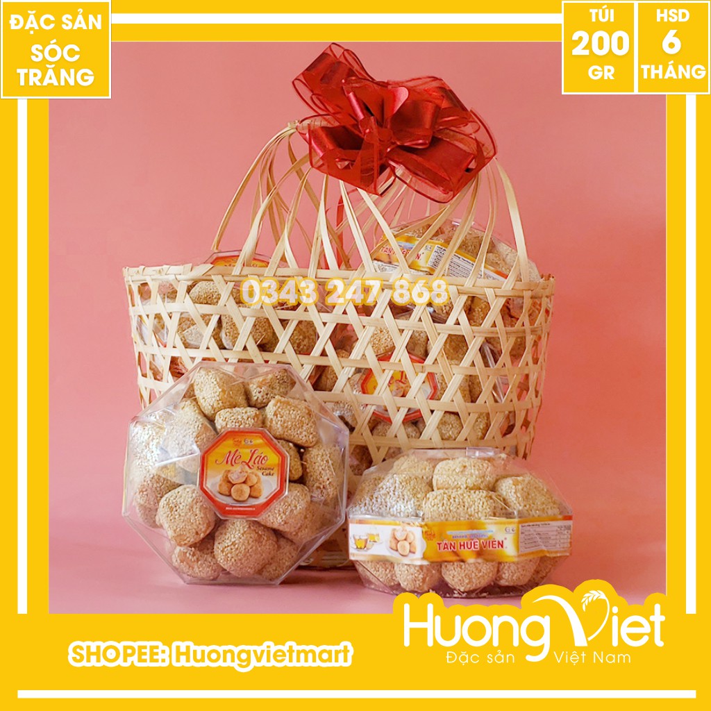 Bánh mè láo hộp kim cương Tân Huê Viên Sóc Trăng 200g, đặc sản miền tây làm quà tặng, bánh kẹo ăn vặt