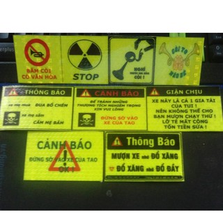 Tem cảnh báo , tem xe phản quang ( 9 logo )