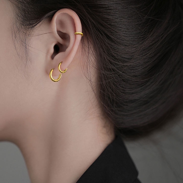 Bông tai Bạc ta 999 khuyên tai tròn nam nữ