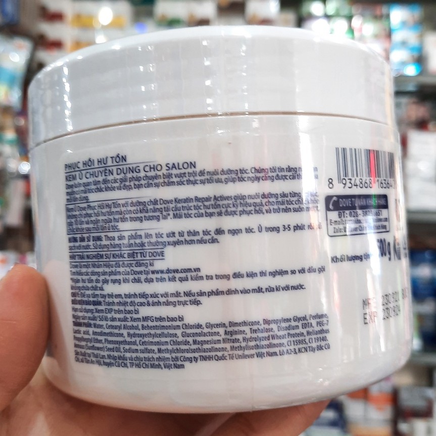 Kem Ủ Dove Phục Hồi Hư Tổn Chuyên Dụng Cho Salon Hũ 500g