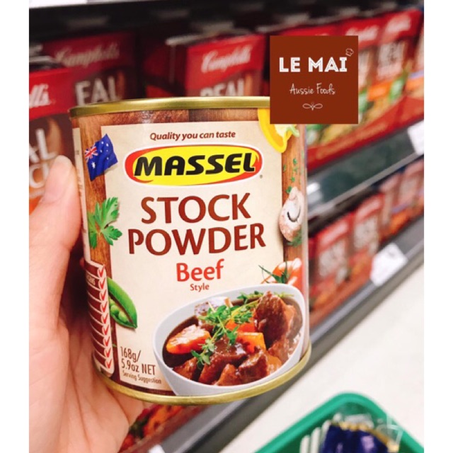 Bột nêm Massel Úc hộp 168g đủ vị rau củ, gà, bò