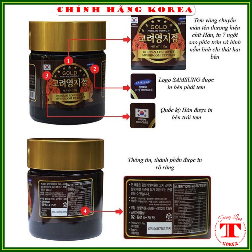 Cao linh chi hàn quốc hộp gỗ trắng chính hãng, 3 lọ x 120gr - tranglinh