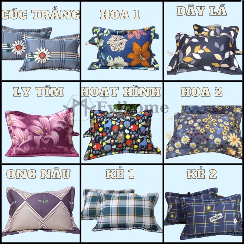 Combo 2 Chiếc Vỏ Gối Cotton Hàn Quốc, Bao Gối Cotton Hàn Quốc Size 45x65cm Siêu Mềm Mịn