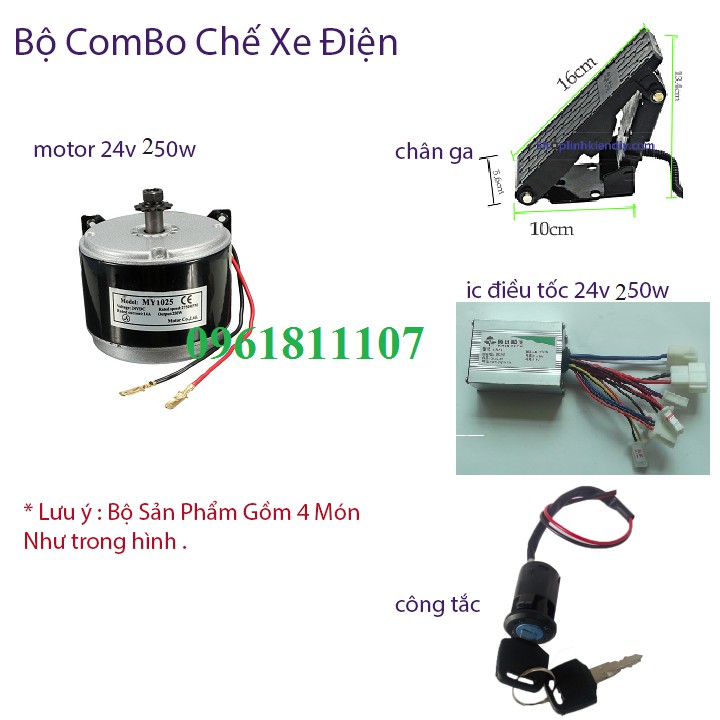 combo chế xe điện motor 24v 250w