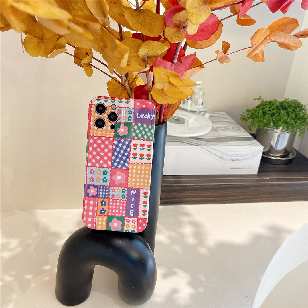 Ốp điện thoại nhựa mềm hình hoa kẻ ô cho IPHONE12 MINI 11 PRO MAX 7/8PLUS SE2020 X/XS XR XSMAX | BigBuy360 - bigbuy360.vn