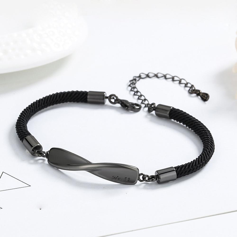 DARON Vòng Tay Dây Bện Phối Mặt Hợp Kim Thời Trang Cho Cặp Đôi
