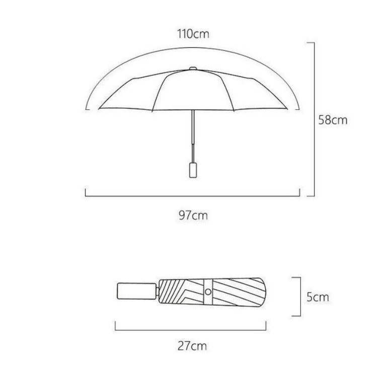 Ô Dù Chống Tia UV In Hình Mưa Siêu Nhẹ Có Túi Đựng Màu Đen Phong Cách Nhật Hàn Độc Đáo Tiện Dụng