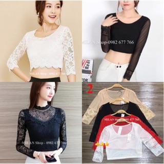 Áo ren lỡ,dài tay mặc trong váy sát nách 10 kiểu loại 1