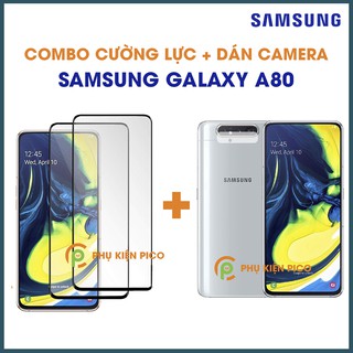 Cường lực Samsung A80 full viền độ cứng 9H - Dán camera Samsung A80 - Combo Samsung Galaxy A80