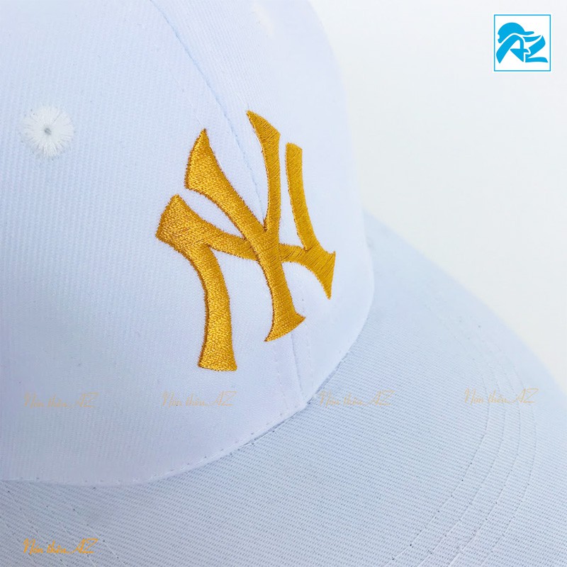 Nón kết màu trắng thêu logo NY màu vàng đồng - Mũ Lưỡi Trai MT138