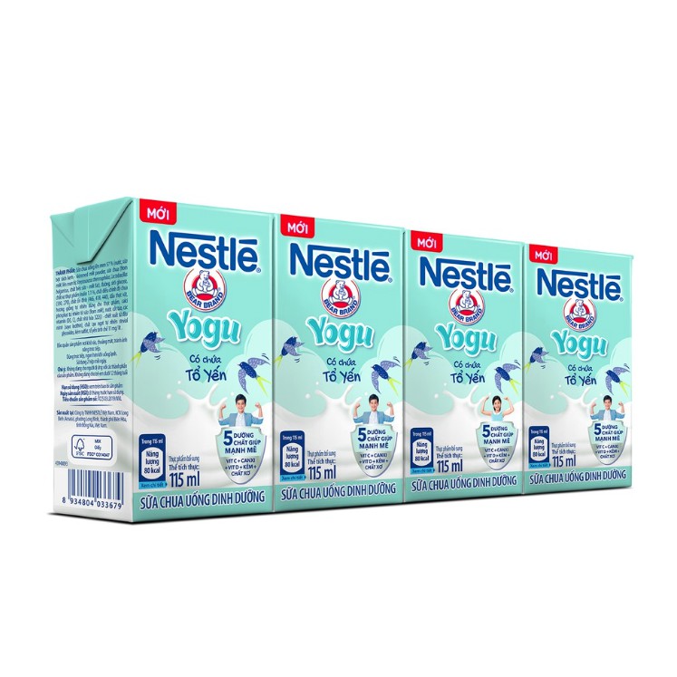 Lốc 4 Hộp 115ml Sữa Chua Uống Dinh Dưỡng Nestlé YOGU (sản phẩm bán giá trân không kèm khuyến mãi)