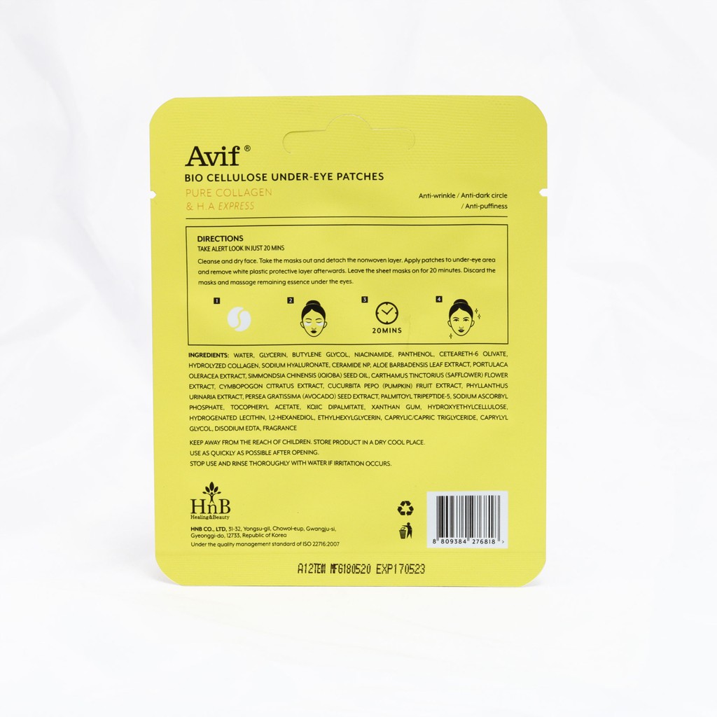 Mặt Nạ Mắt - Avif Bio Cellulose - Cấp Ẩm Giảm Quầng Thâm Hiệu Quả