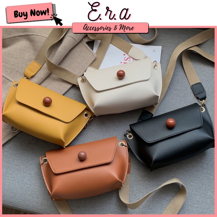 Túi Đeo Chéo Dây Vải Nữ Đi Làm, Đi Chơi ERASHOP 075558 - Nắp Hột Đỏ Đơn Giản, Thanh Lịch Hot Trend Cực Rẻ Đẹp