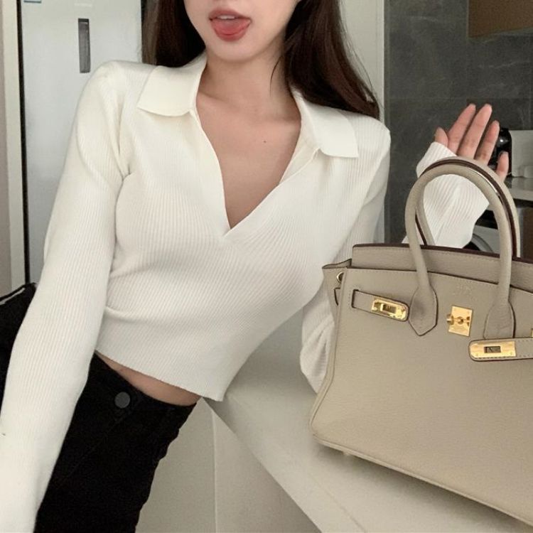 Áo Dệt Kim Tay Dài Dáng Ôm Thời Trang Thu Hè Thu 2022 Phong Cách Hàn Quốc Cổ Điển Dành Cho Nữ