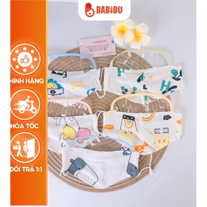 Khẩu Trang Kèm Tấm Chắn Giọt Bắn Cho Bé Từ 0-12 Tuổi Babibu - KTCG