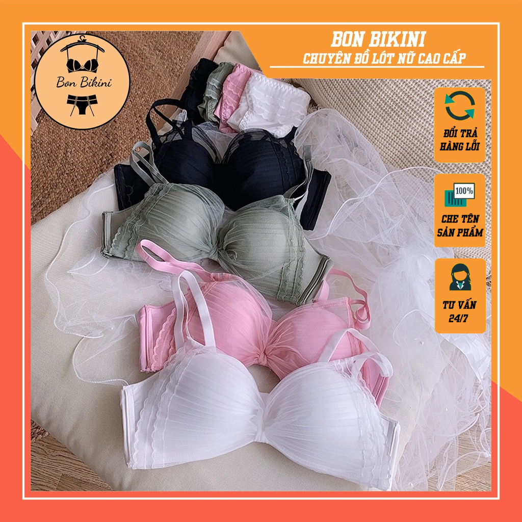 Bộ đồ lót ren sexy cao cấp CharmAiry nâng ngực, không gọng Nơ Đại Dễ Thương