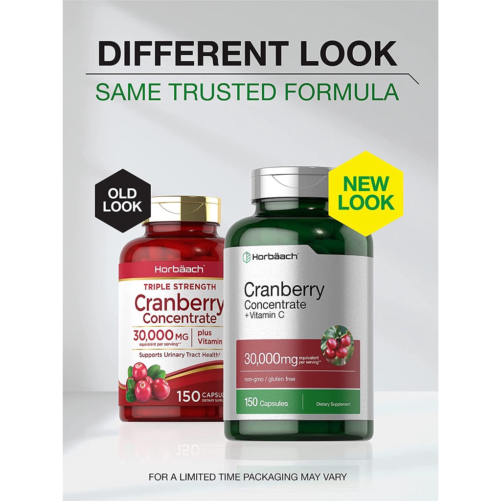 Horbaach Cranberry 30000mg + Vitamin C Viên Uống Hỗ Trợ Bàng Quang Và Tiết Niệu Khỏe Mạnh 150 Viên