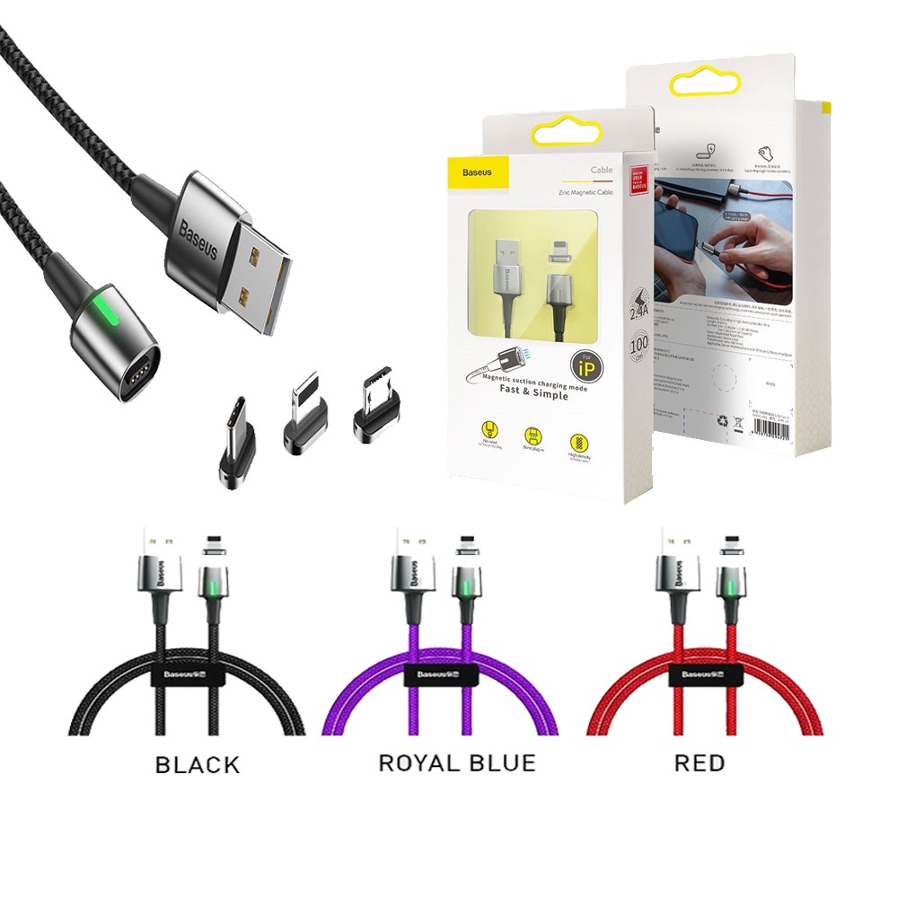 Cáp sạc từ tính nam châm Baseus Zinc Magnetic Cable Series 2 ( IP / Type C / Micro USB )