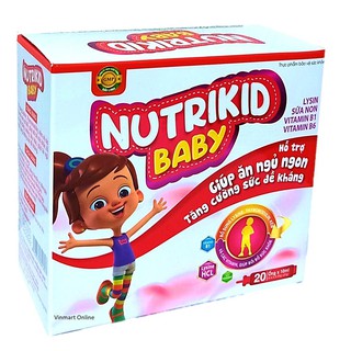 Siro Ăn Ngủ Ngon Nutrikid Baby - Bổ Sung Lysin, Vitamin B1, B6 Giúp Bé Ăn Ngon,NgủTốt, Tăng Sức Đề Kháng- Hộp 20 ống