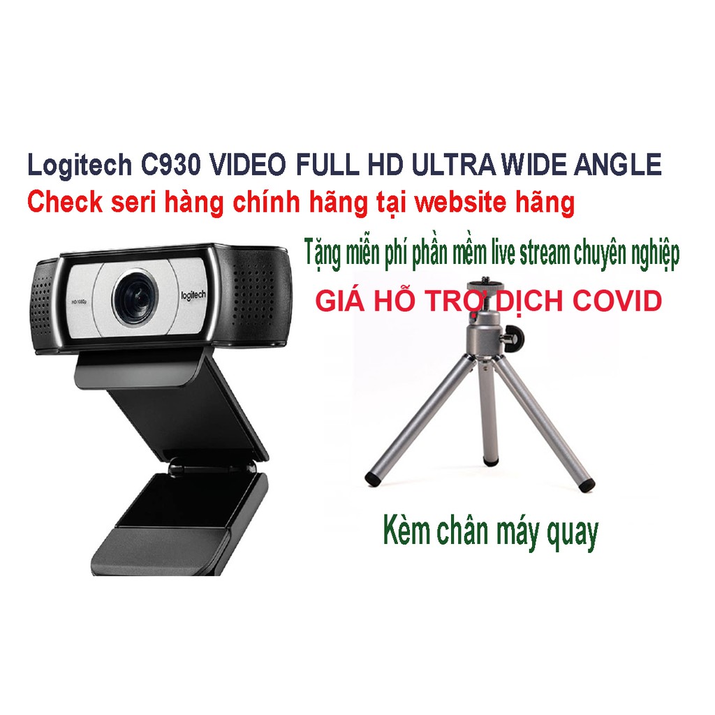 Webcam Logitech C930C/E full HD chính hãng, tặng chân, phần mềm live stream hỗ trợ màn hình xanh, check seri...