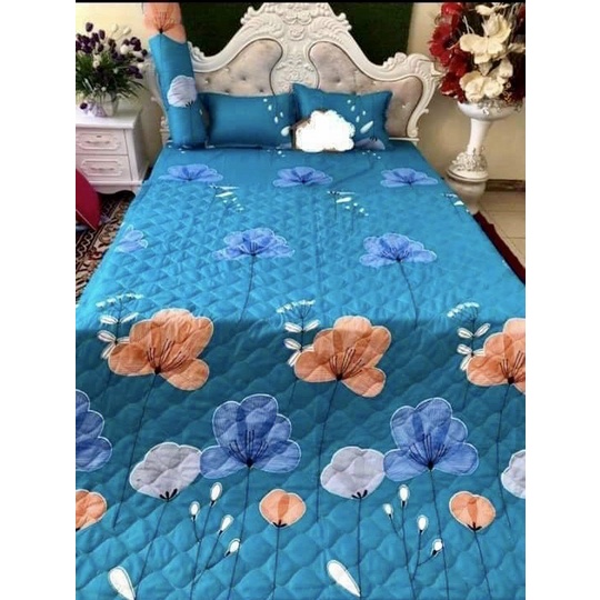 Bộ chăn hè ga gối cottong poly Chăn ga gối 5 món cotton poly chăn hè trần bông ( chát chọn mẫu)