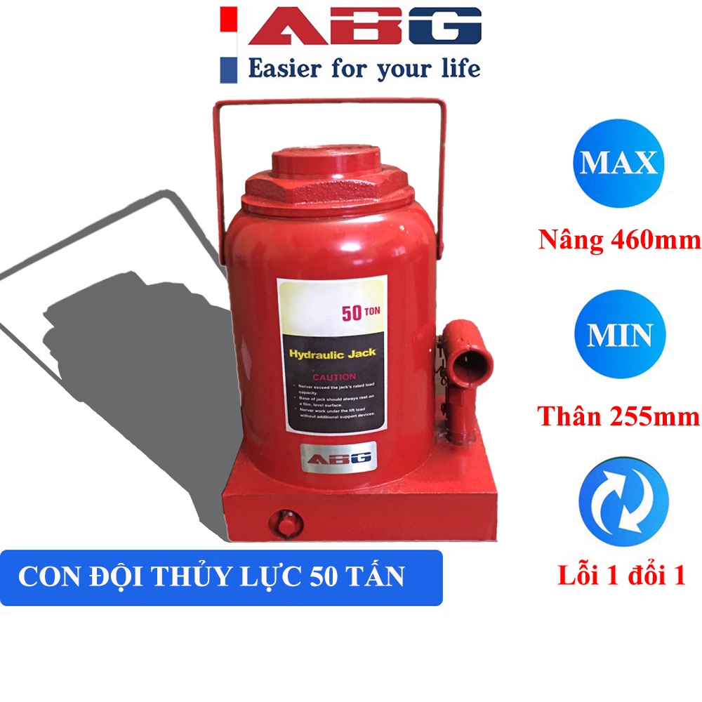 Kích Thủy Lực, Con Đội Thủy Lực ABG Loại 50 Tấn Lùn - Chuyên Dùng Để Kích Ô Tô, Nâng Vật Có Tải Trọng Nặng