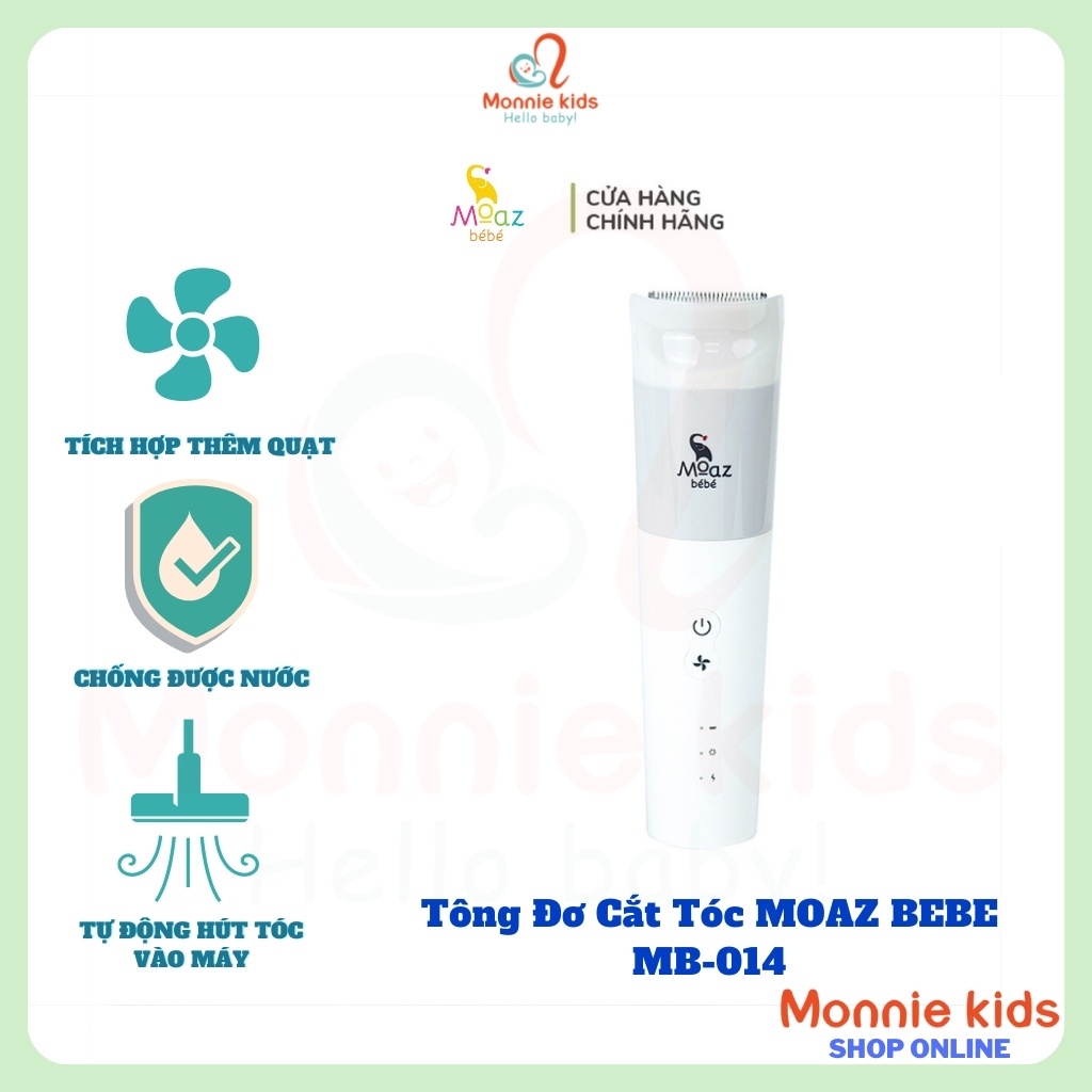 Tông đơ cắt tóc cho bé MOAZ BEBE MB-014, tông đơ hút tóc thông minh cho trẻ - Monnie Kids